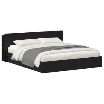 Estructura De Cama Con Almacenamiento Negro 200 X 200 Cm Vidaxl