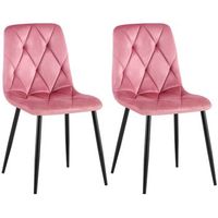 juego de 2 sillas de comedor clairton terciopelo rosa 55x45x85 cm clp