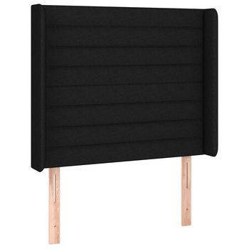 Cabecero Cama | Panel De Cabecera Con Orejas De Tela Negro 93x16x118/128 Cm