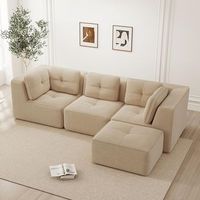 sofa esquina l modular chaise longue cuerda 3 plazas asiento profundo sin montaje beige