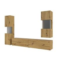 conjunto de 3 muebles de salon coleccion eva color roble y negro