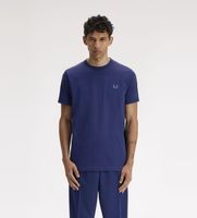 fred perry para hombre m3519 camiseta ringer azul s casual algodon manga corta