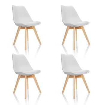 Silla De Confidente Scandi Plástico Blanco Juego De 4 Hjh Office