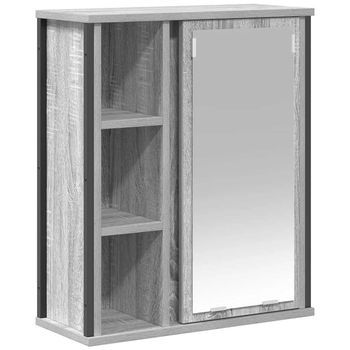 Mueble De Baño De Pared Con Espejo Gris Sonoma 50x21x60 Cm Vidaxl