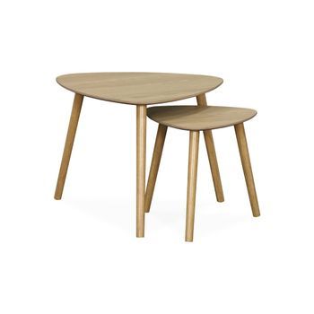 Mesa De Centro Nido Estilo Escandinavo, Set De 2, Natural