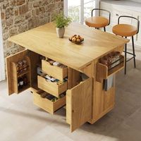 isla de cocina movil con cajones extensiones laterales y altura ergonomica de 95 cm