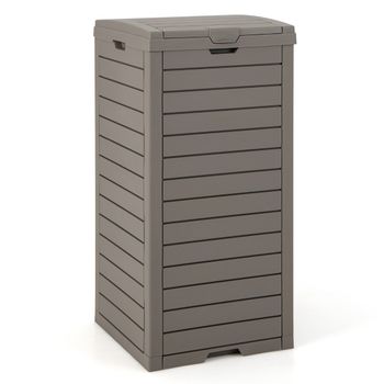 Costway Cubo de Basura para Exteriores con Tapa y Bandeja Líquida Extraíble Contenedor Impermeable 40 x 40 x 86 cm