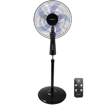Aigostar Olga - Ventilador Silencioso de Pie con Mando a Distancia, 60W, Temporizador, 5 Aspas, 3 Velocidades + 3 Modos de Uso. Oscilante 90º, Altura Regulable Hasta 135cm, Base Antideslizante