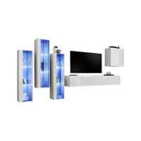 conjunto de muebles de salon mural switch xiii diseno color blanco brillante
