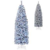 arbol de navidad artificial tipo lapiz de 180 cm con 250 led de color blanco frio blanco delgado y negro