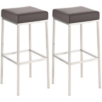 Set De 2 Taburetes Montreal ~ Altura 80 Cm Simil Cuero Marrón 37x37x80 Cm Clp