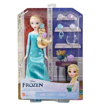 Mattel - Muñeca Disney Frozen princesa Elsa con accesorios, 5 puntos de articulación y zapatos extraíbles para niñas de 3 años en adelante