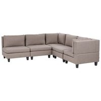 sofa modular moderno 5 plazas tapizado tela patas negras respaldo acolchado izquierdo marron unstad