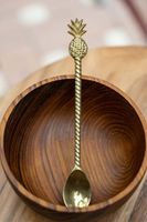 bol de madera de teca en marron 15x15x8 cm