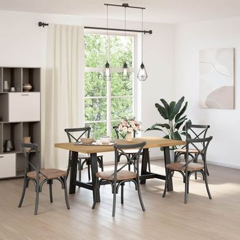 Mesa Comedor | Mesa De Cocina Noain Patas Forma A Madera Maciza Pino 180x90x75cm