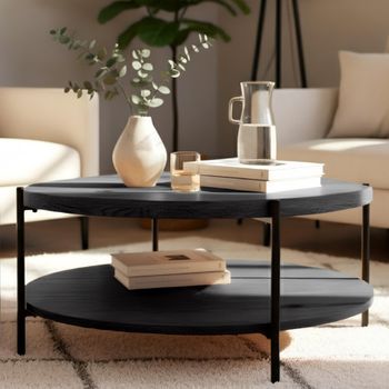 Mesa De Centro Edduma Madera Gris Ø 80 Cm Clp