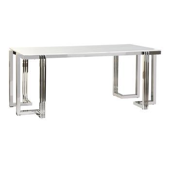 Mesa Comedor Acero Cristal 180x90x76 Simil Marmol