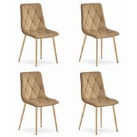 set de 4 silla de comedor tela valora tyra asiento acolchado marron