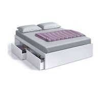 pack de muebles de dormitorio etnha estilo moderno en blanco artik y natur con cabecero 2 mesitas de noche cama con cajones y comoda