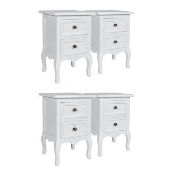 Mesitas De Noche 4 Unidades Con 2 Cajones Mdf Blancas Vidaxl