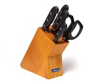 juego de 4 cuchillos y tijera arcos maitre 152100 de acero inoxidable nitrum y mango de polipropileno 5 piezas caja de regalo en madera de pino