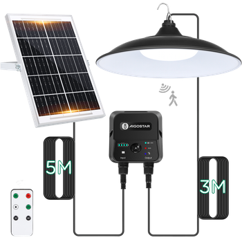 Lámpara colgante de inducción solar LED-70W-6500K-700lm-IP65-Sensor de movimiento