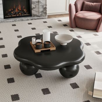 Mesa De Centro - Mueble Para Salón - Mdf Y Plástico - Negro (79x79x31cm)