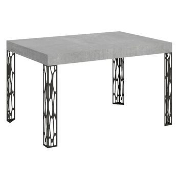 Mesa Extensible Kiza Con Patas De Acero Antracita-color Gris Cemento-ancho Extensible