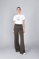 pantalones palazzo en tejido scuba military l