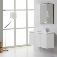 mueble de bano suspendido 90cm 3 puertas blanco foresta lavabo derecho espejo con mueble izquierdo  manhattan
