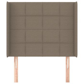 Cabecero Cama Mueble De Dormitorio Con Orejas De Tela 83 X 16 X 118/128 Cm Gris Topo M02_0003469