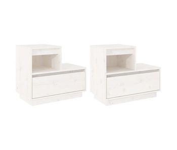 Vidaxl mesitas de noche 2 uds madera maciza de pino blanco 60x34x51 cm