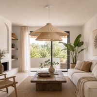 lampara techo en ratan marron 80x80x120 cm