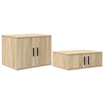Armario De Almacenamiento 2 Uds. Roble Sonoma 127 X 41 X 40 Cm Vidaxl
