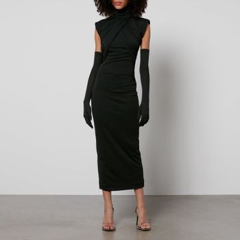 De La Vali Metropolitan High-Neck Jersey Midi Dress - UK 10