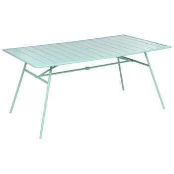 Mesa De Jardín 160 X 90 Cm De Hierro Galvanizado Con Recubrimiento En Polvo Mobiliario De Exterior Estilo Moderno Verde Menta Terenzo