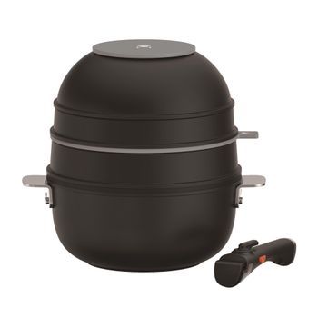 Batería Cocina 10pcs Apilable Negro Mango Extraíble Masterpro Share & Play