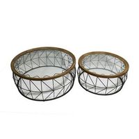 juego de 2 mesas dkd home decor cristal metal 102 x 102 x 42 cm 2 pcs