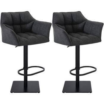 Juego De 2 Taburetes De Bar Damaso Con Tapizado De Tela Gris Oscuro 45x64x88 Cm Clp