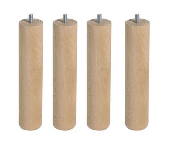 Juego de 4 o 6 patas para somier o base tapizada con rosca y sistema antiruido de madera en color haya, cerezo o wengue 25 cm