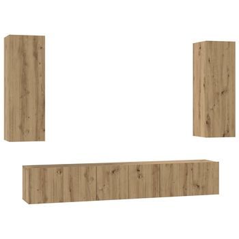 Conjunto De Mueble De Tv 4 Piezas Roble Artisan 30.5 X 30 X 90 Cm