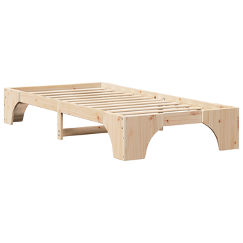 Cama Individual | Estructura De Cama Natural Madera De Pino 90 X 190 Cm Cfw16685