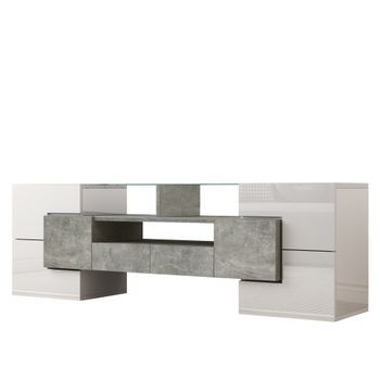 Mueble Tv Blanco Brillo De 145 Cm Con Iluminación Led Multicolor