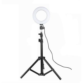 Anillo De Luz Giratorio Con Soporte, Led, 20 Cm - Negro