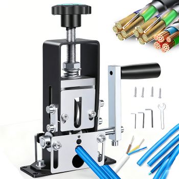 1-70m ㎡   Pelacables manual, herramienta portátil para pelar cables, pelador de cables de cobre eléctrico con taladro, soporte de manivela para uso manual