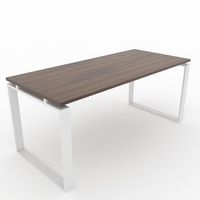 mesaescritorio para teletrabajo oficina y hogar estructura cerrada color blanco tablero color nogal fabricado en espana 160x80cm