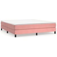 cama tapizada 203x160x25 cm contrachapado madera procesada - rosa