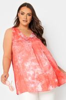 yours top con vuelo coral tie dye mujer curvy y tallas grandes yours