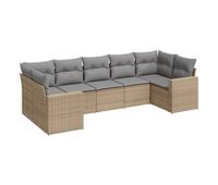 vidaxl set sofas de jardin 7 piezas y cojines ratan sintetico beige