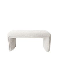 banco tapizado en tela rizada l100cm - blanco